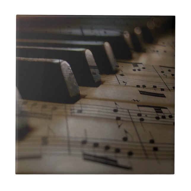 Antique Music Piano Nycklar Kakelplatta (Framsidan)