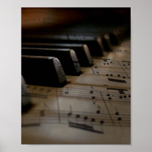 Antique Music Piano Nycklar Poster