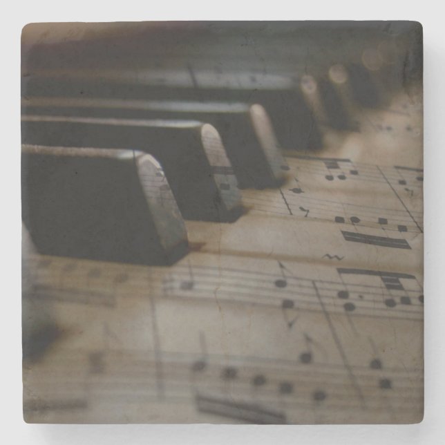 Antique Music Piano Nycklar Stenunderlägg (Framsidan)