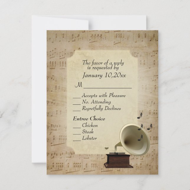 Antique Music Themme med Entree Choices OSA Kort (Framsida)