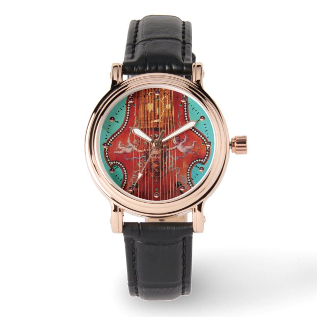 ANTIQUE MUSICAINSTRUMENT ,LYRA DA GAMBA Music Armbandsur (Framsida)