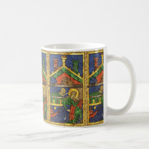 ANTIQUE NATIVITY CHRISTMAS PARCHMENT KAFFEMUGG