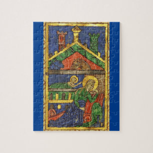 ANTIQUE NATIVITY CHRISTMAS PARCHMENT PUSSEL