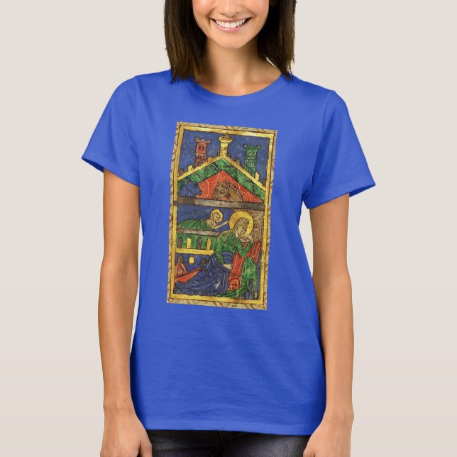 ANTIQUE NATIVITY CHRISTMAS PARCHMENT T-SHIRT (Framsida)