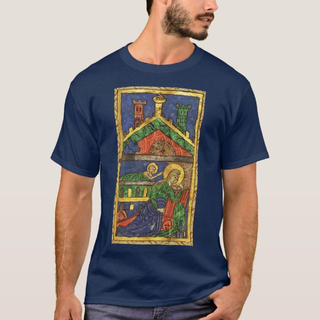 ANTIQUE NATIVITY CHRISTMAS PARCHMENT TEE SHIRT (Framsida)