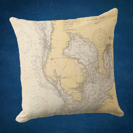 Antique nautical Chart of Tampa Bay Florida Kudde