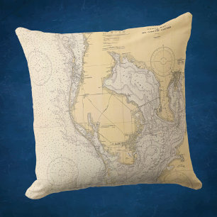 Antique nautical Chart of Tampa Bay Florida Kudde