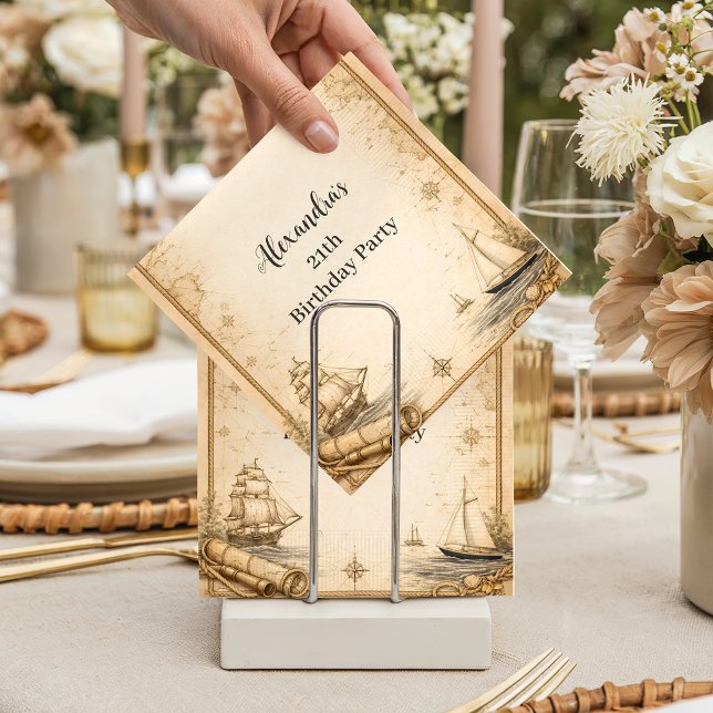 Antique Nautical Map Birthday Pappersservett (Skapare uppladdad)