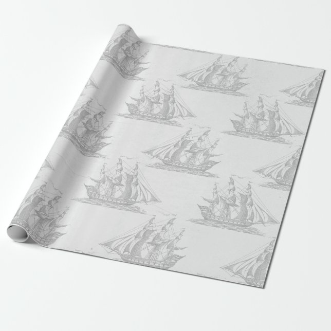 Antique Nautical Presentpapper (Utrullad)