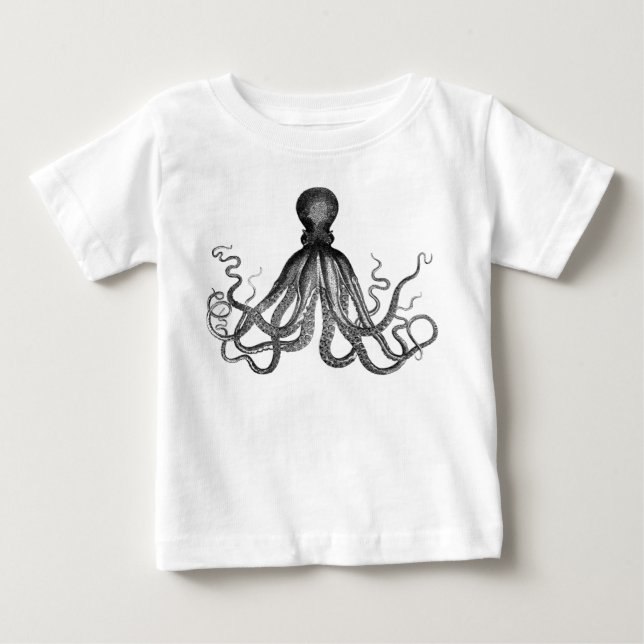 Antique Nautical Steampunk Octopus Vintage Kraken Tee (Framsida)