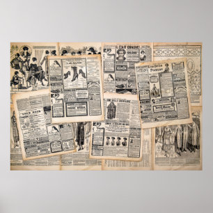 Antique Newspaper Advertisation Lakan Decoupage Poster