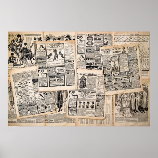 Antique Newspaper Advertisation Lakan Decoupage Poster (Framsidan)