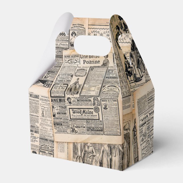 Antique Newspaper Advertisation Lakan Decoupage Presentaskar (Framsidan Sidan)