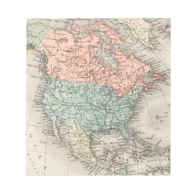 Antique Nordamerika Karta Anteckningsblock (Framsida)