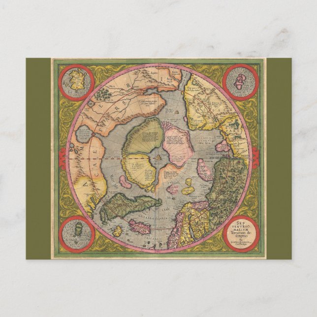 Antique North Pole Karta Vykort (Framsida)