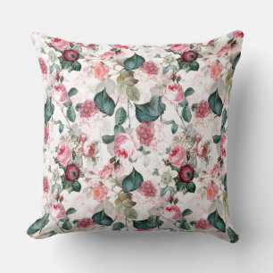 Antique Nostalgic Redouté Ro Mönster rosa Kudde