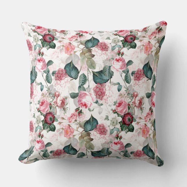 Antique Nostalgic Redouté Ro Mönster rosa Kudde (Framsida)