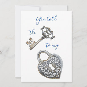Antique nyckel och eart lock black white Valentine Julkort