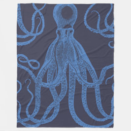 Antique Octopus Blue på Blue Fleecefilt