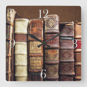 Antique Old Bokar Vintage Tomes Gift Fyrkantig Klocka
