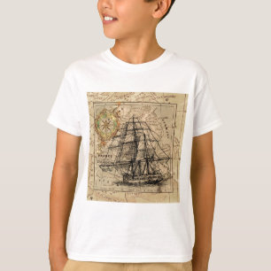 Antique Old General Frankrike Karta & Frakt Tee