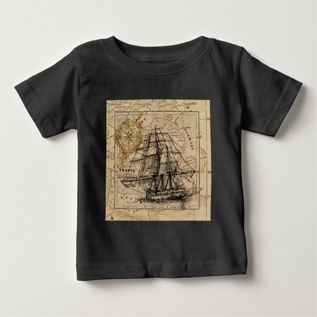 Antique Old General Frankrike Karta & Frakt Tee (Framsida)