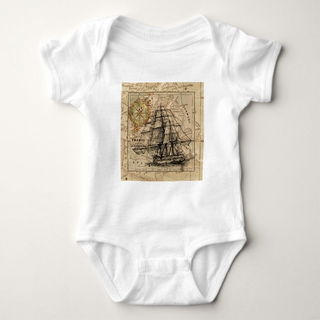 Antique Old General Frankrike Karta & Frakt Tee Shirt (Framsida)