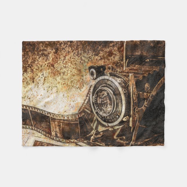 Antique Old Photo Camera Fleecefilt (Framsidan (Horisontell))