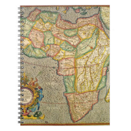 Antique Old World Gerardus Mercator Karta i Afrika Anteckningsbok Med Spiral