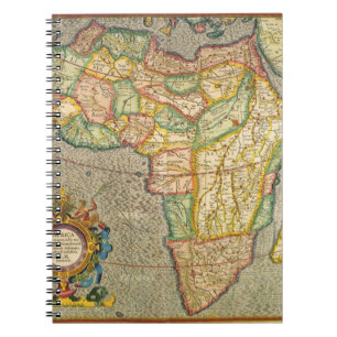 Antique Old World Gerardus Mercator Karta i Afrika Anteckningsbok Med Spiral