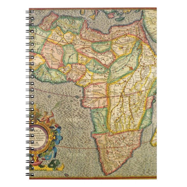 Antique Old World Gerardus Mercator Karta i Afrika Anteckningsbok Med Spiral (Framsidan)