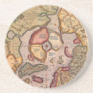 Antique Old World Map, Arktis North Pole, 1595 Underlägg