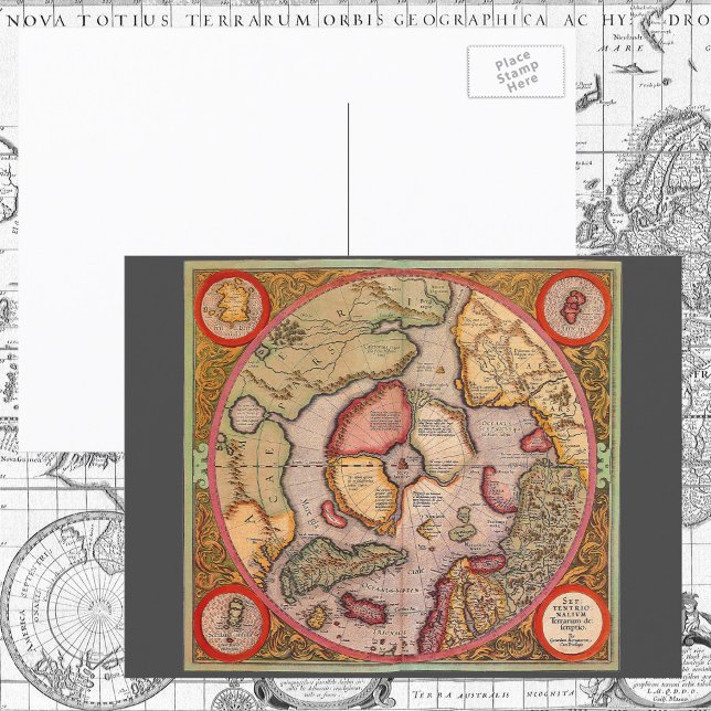 Antique Old World Map, Arktis North Pole, 1595 Vykort (Skapare uppladdad)