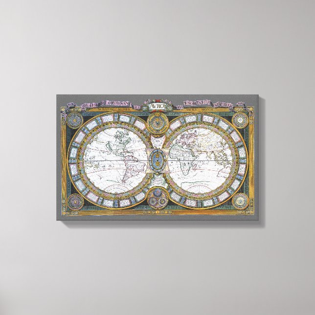 Antique Old World Map av Claude Auguste Berey Canvastryck (Framsida)