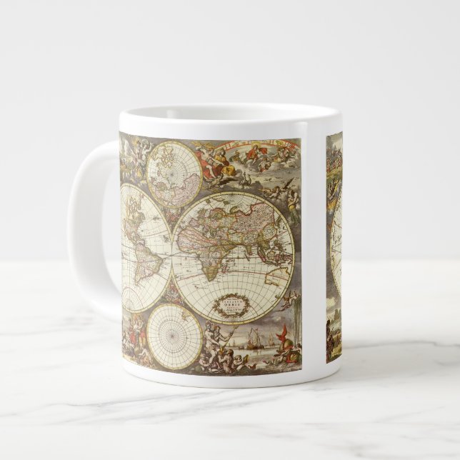 Antique Old World Map av Frederick de Wit, c. 1680 Jumbo Mugg (Framsida vänster)