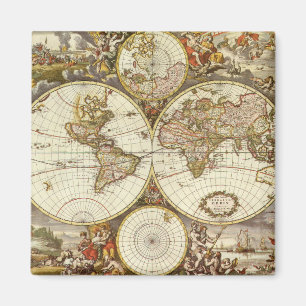 Antique Old World Map av Frederick de Wit, c. 1680 Magnet