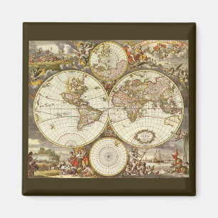 Antique Old World Map av Frederick de Wit, c. 1680 Magnet