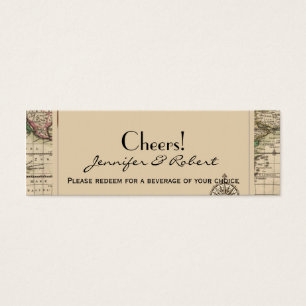 Antique Old World Map Bröllop Drink Biljett
