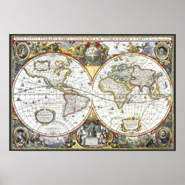Antique Old World Map by Hendrik Hondius, 1630 Poster
