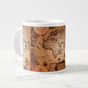 Antique Old World Map Jumbo Kopp för Soppa Mugg
