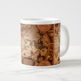 Antique Old World Map Jumbo Kopp för Soppa Mugg