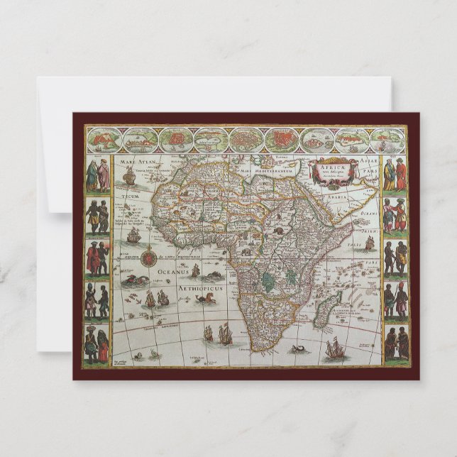 Antique Old World Map of Afrika by Blaeu, 1635 Inbjudningar (Framsida)