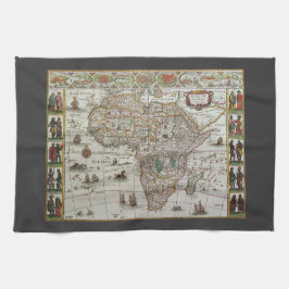 Antique Old World Map of Afrika by Blaeu, 1635 Kökshandduk