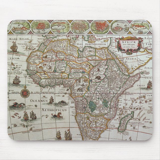Antique Old World Map of Afrika by Blaeu, 1635 Musmatta (Framsidan)