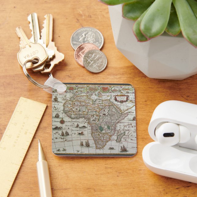 Antique Old World Map of Afrika by Blaeu, 1635 Nyckelring (Skrivbord)