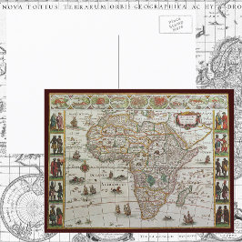Antique Old World Map of Afrika by Blaeu, 1635 Vykort