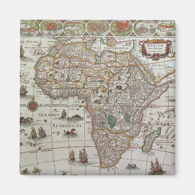 Antique Old World Map of Afrika, c. 1635 Magnet (Framsidan)