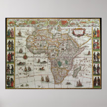Antique Old World Map of Afrika, c. 1635