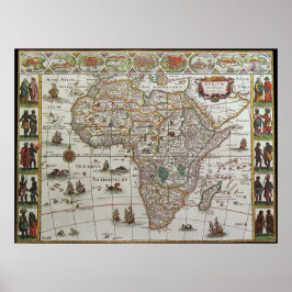 Antique Old World Map of Afrika, c. 1635 Poster