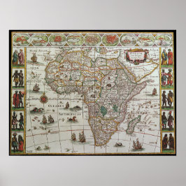 Antique Old World Map of Afrika, c. 1635 Poster